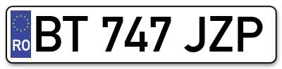 Placuta inmatriculare numar auto  BT-747-JZP, BT 747 JZP, BT747JZP