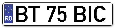 Placuta inmatriculare numar auto  BT-75-BIC, BT 75 BIC, BT75BIC