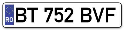 Placuta inmatriculare numar auto  BT-752-BVF, BT 752 BVF, BT752BVF