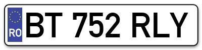 Placuta inmatriculare numar auto  BT-752-RLY, BT 752 RLY, BT752RLY