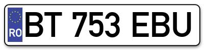 Placuta inmatriculare numar auto  BT-753-EBU, BT 753 EBU, BT753EBU