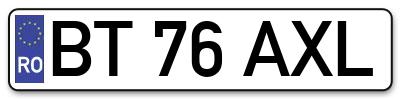Placuta inmatriculare numar auto  BT-76-AXL, BT 76 AXL, BT76AXL