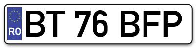 Placuta inmatriculare numar auto  BT-76-BFP, BT 76 BFP, BT76BFP