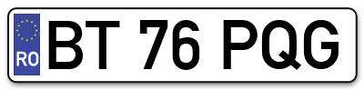 Placuta inmatriculare numar auto  BT-76-PQG, BT 76 PQG, BT76PQG