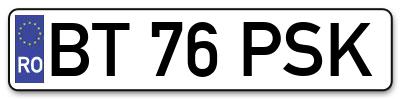 Placuta inmatriculare numar auto  BT-76-PSK, BT 76 PSK, BT76PSK
