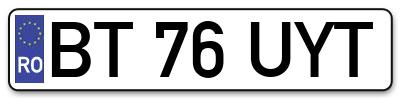 Placuta inmatriculare numar auto  BT-76-UYT, BT 76 UYT, BT76UYT