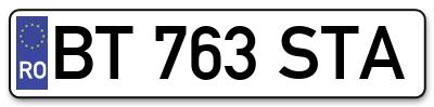Placuta inmatriculare numar auto  BT-763-STA, BT 763 STA, BT763STA