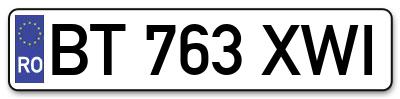 Placuta inmatriculare numar auto  BT-763-XWI, BT 763 XWI, BT763XWI