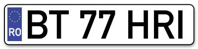 Placuta inmatriculare numar auto  BT-77-HRI, BT 77 HRI, BT77HRI