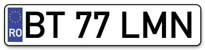 Placuta inmatriculare numar auto  BT-77-LMN, BT 77 LMN, BT77LMN