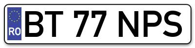 Placuta inmatriculare numar auto  BT-77-NPS, BT 77 NPS, BT77NPS