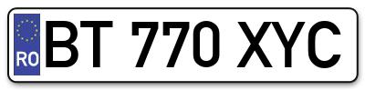 Placuta inmatriculare numar auto  BT-770-XYC, BT 770 XYC, BT770XYC
