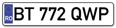 Placuta inmatriculare numar auto  BT-772-QWP, BT 772 QWP, BT772QWP