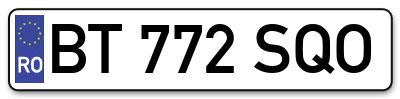 Placuta inmatriculare numar auto  BT-772-SQO, BT 772 SQO, BT772SQO