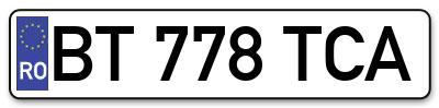 Placuta inmatriculare numar auto  BT-778-TCA, BT 778 TCA, BT778TCA
