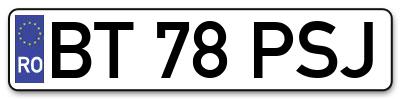 Placuta inmatriculare numar auto  BT-78-PSJ, BT 78 PSJ, BT78PSJ