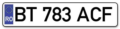 Placuta inmatriculare numar auto  BT-783-ACF, BT 783 ACF, BT783ACF