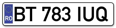 Placuta inmatriculare numar auto  BT-783-IUQ, BT 783 IUQ, BT783IUQ
