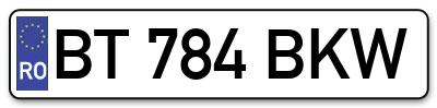 Placuta inmatriculare numar auto  BT-784-BKW, BT 784 BKW, BT784BKW
