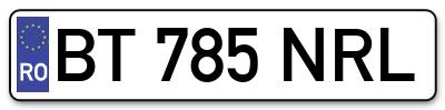 Placuta inmatriculare numar auto  BT-785-NRL, BT 785 NRL, BT785NRL