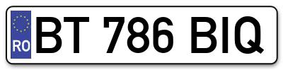 Placuta inmatriculare numar auto  BT-786-BIQ, BT 786 BIQ, BT786BIQ