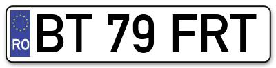 Placuta inmatriculare numar auto  BT-79-FRT, BT 79 FRT, BT79FRT