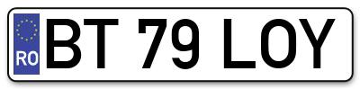 Placuta inmatriculare numar auto  BT-79-LOY, BT 79 LOY, BT79LOY