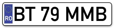 Placuta inmatriculare numar auto  BT-79-MMB, BT 79 MMB, BT79MMB