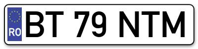 Placuta inmatriculare numar auto  BT-79-NTM, BT 79 NTM, BT79NTM