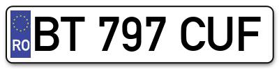 Placuta inmatriculare numar auto  BT-797-CUF, BT 797 CUF, BT797CUF
