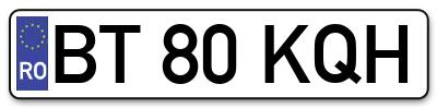Placuta inmatriculare numar auto  BT-80-KQH, BT 80 KQH, BT80KQH