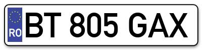 Placuta inmatriculare numar auto  BT-805-GAX, BT 805 GAX, BT805GAX