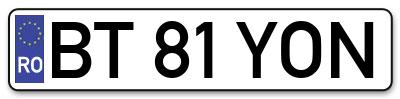 Placuta inmatriculare numar auto  BT-81-YON, BT 81 YON, BT81YON