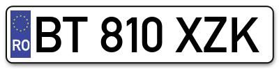 Placuta inmatriculare numar auto  BT-810-XZK, BT 810 XZK, BT810XZK