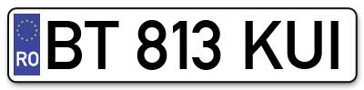 Placuta inmatriculare numar auto  BT-813-KUI, BT 813 KUI, BT813KUI
