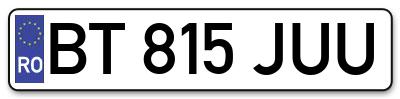 Placuta inmatriculare numar auto  BT-815-JUU, BT 815 JUU, BT815JUU