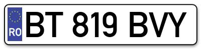 Placuta inmatriculare numar auto  BT-819-BVY, BT 819 BVY, BT819BVY