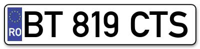 Placuta inmatriculare numar auto  BT-819-CTS, BT 819 CTS, BT819CTS