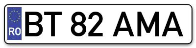 Placuta inmatriculare numar auto  BT-82-AMA, BT 82 AMA, BT82AMA
