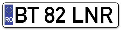 Placuta inmatriculare numar auto  BT-82-LNR, BT 82 LNR, BT82LNR