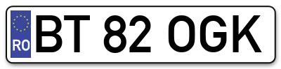 Placuta inmatriculare numar auto  BT-82-OGK, BT 82 OGK, BT82OGK