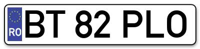 Placuta inmatriculare numar auto  BT-82-PLO, BT 82 PLO, BT82PLO