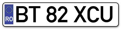 Placuta inmatriculare numar auto  BT-82-XCU, BT 82 XCU, BT82XCU