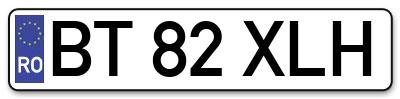 Placuta inmatriculare numar auto  BT-82-XLH, BT 82 XLH, BT82XLH