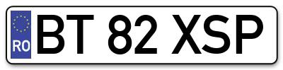 Placuta inmatriculare numar auto  BT-82-XSP, BT 82 XSP, BT82XSP