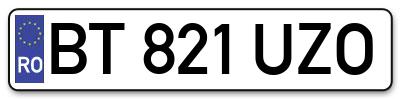 Placuta inmatriculare numar auto  BT-821-UZO, BT 821 UZO, BT821UZO