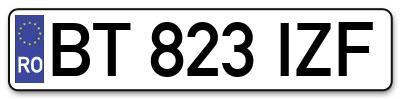 Placuta inmatriculare numar auto  BT-823-IZF, BT 823 IZF, BT823IZF
