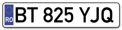 Placuta inmatriculare numar auto  BT-825-YJQ, BT 825 YJQ, BT825YJQ