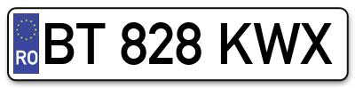 Placuta inmatriculare numar auto  BT-828-KWX, BT 828 KWX, BT828KWX