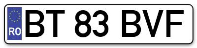 Placuta inmatriculare numar auto  BT-83-BVF, BT 83 BVF, BT83BVF